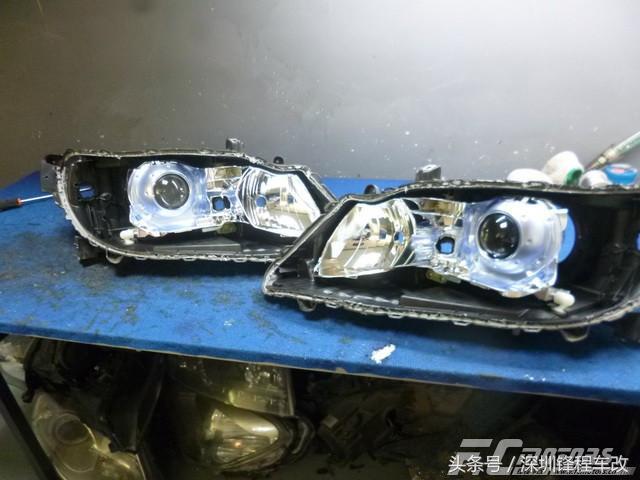 奥德赛远光灯改方形透镜,山东本田奥德赛感应大灯改装