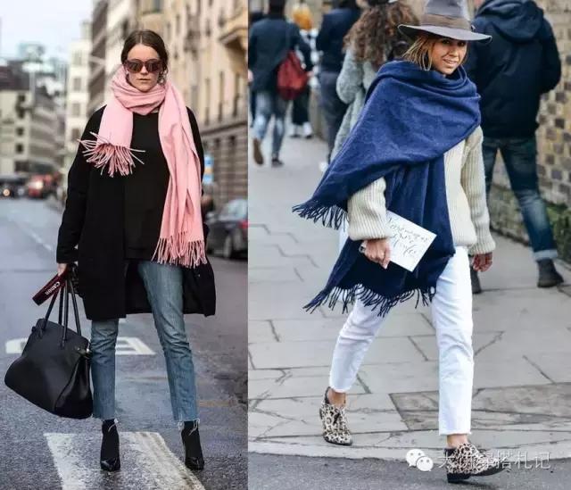 丝巾围巾搭配秋冬,丝巾围巾时髦搭配系法