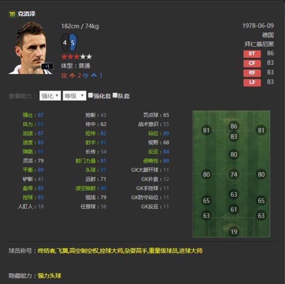fifaonline3克洛泽名人堂,fifaol3克洛泽
