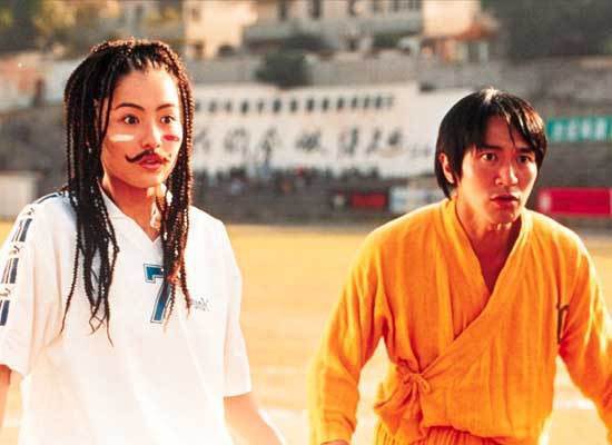 张柏芝莫文蔚谈少林足球,张柏芝莫文蔚少林足球拍摄片场