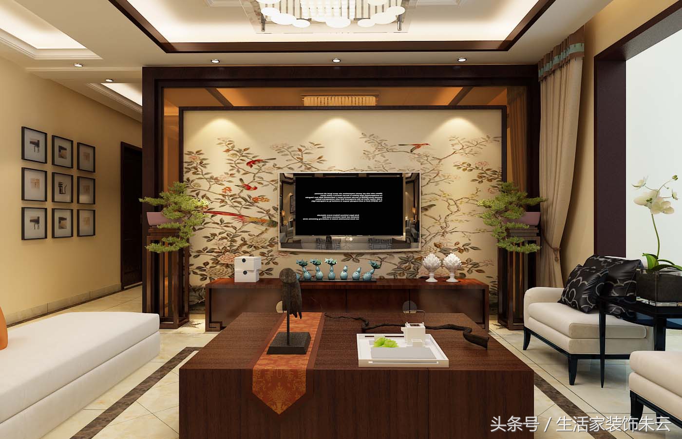 石家庄北郡装修设计效果图,石家庄100平米中式简装效果图