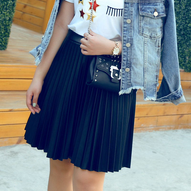 皮裤裙有多百搭,时尚减龄显瘦喇叭裤裙