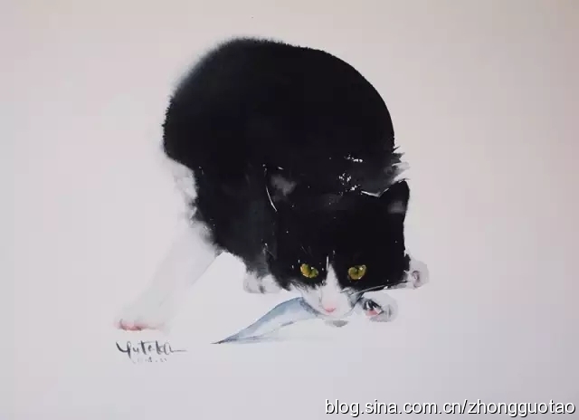 日本水墨画猫,国画猫水墨画
