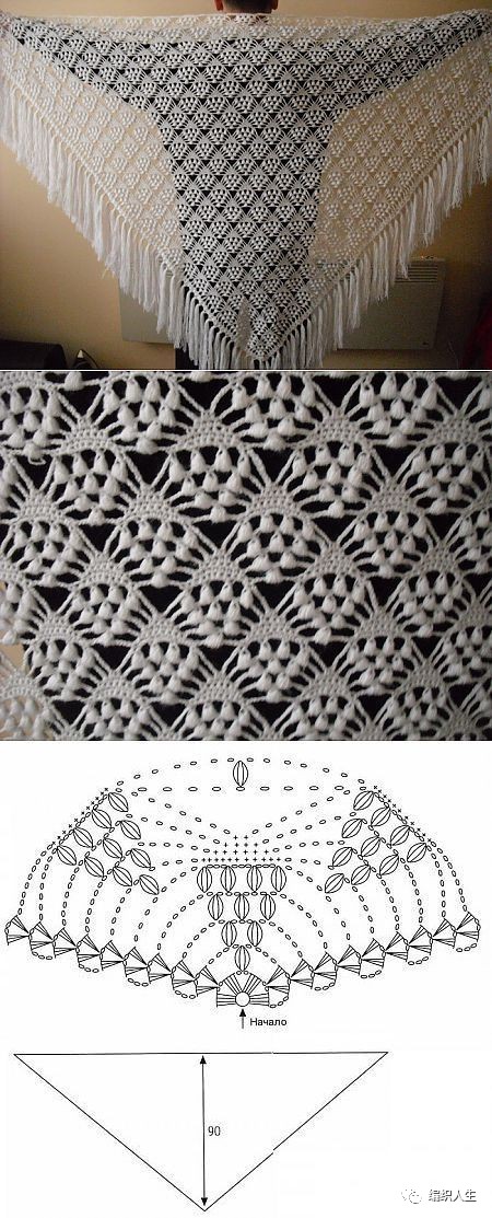 斗篷式披肩毛衣编织图解教程,三角围巾披肩的编织图解教程