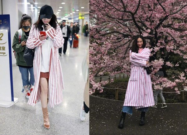 张翰热巴娜扎红裙撞衫,撞衫牛仔外套