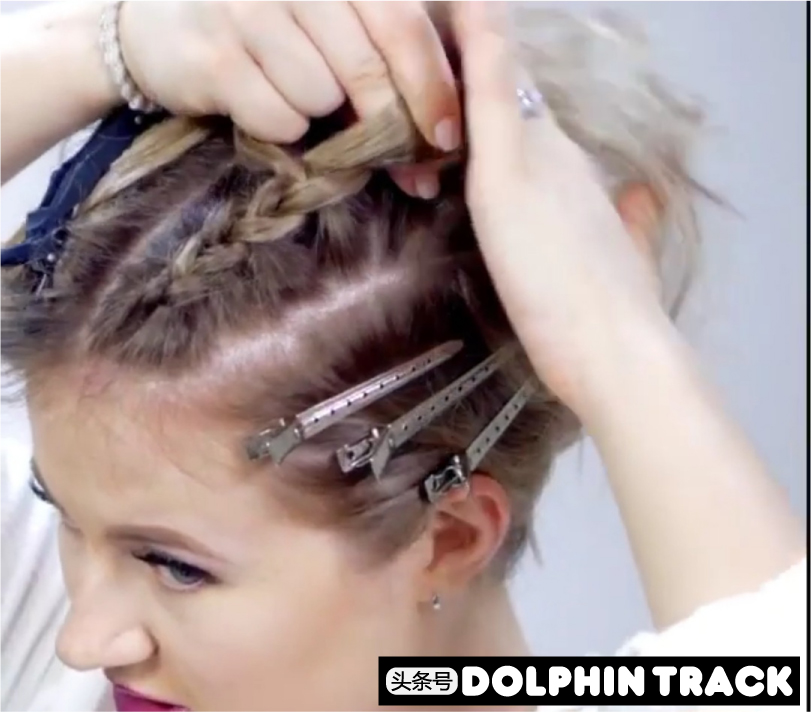 法式珍珠发带短发编发教程,适合中短发的编发ins