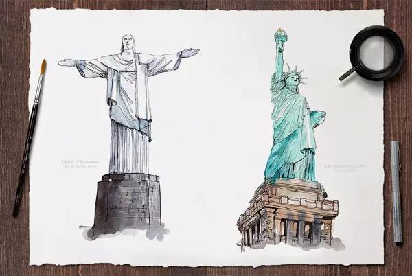 世界十大建筑画在一幅画里,中国顶级建筑水彩画