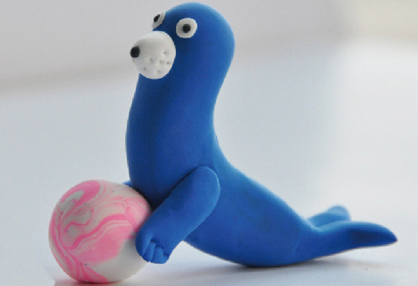 粘土制作海狮模型,用超轻粘土做呆萌的的小海狮