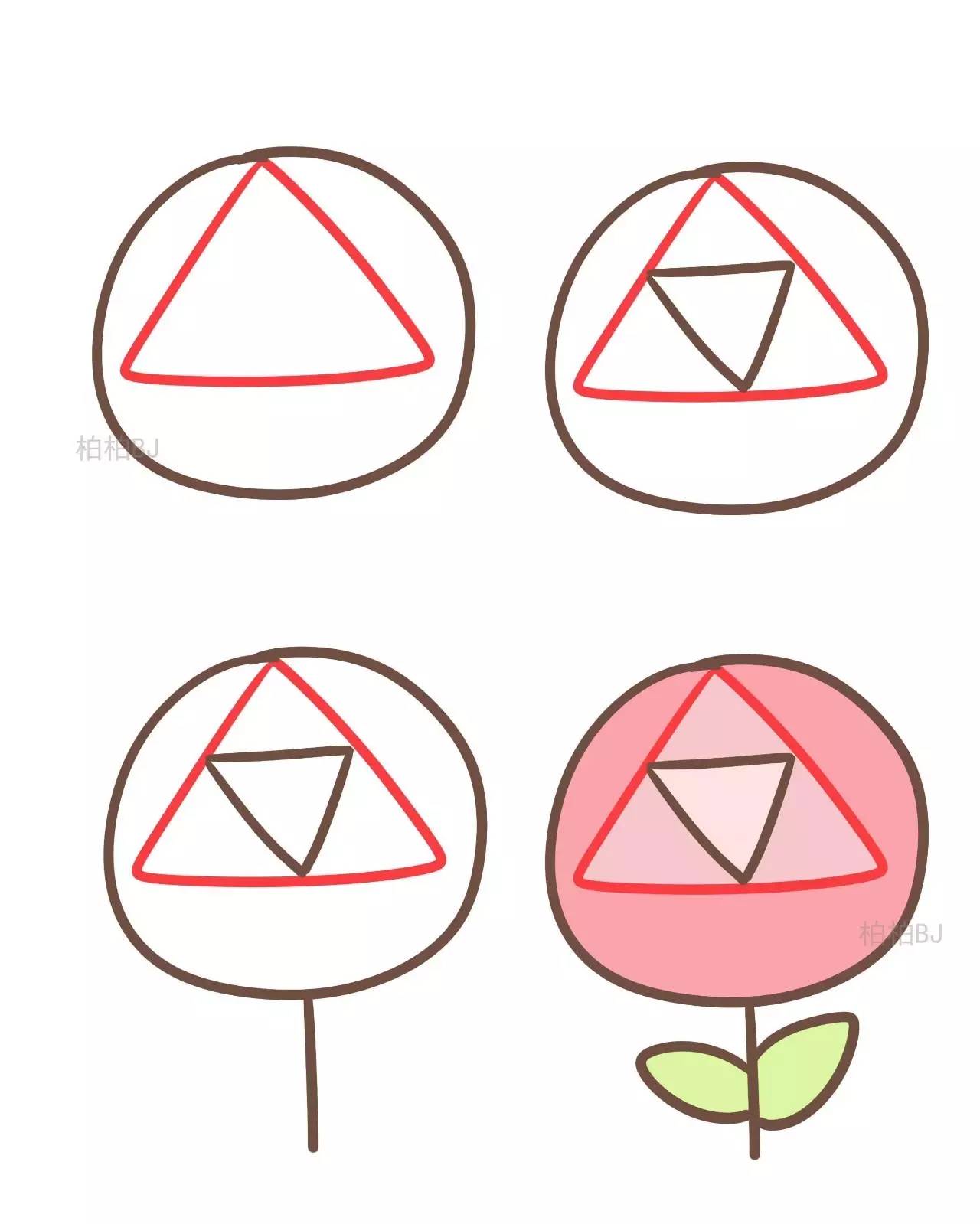 三年级简笔画趣味思维图,三角形创意简笔画