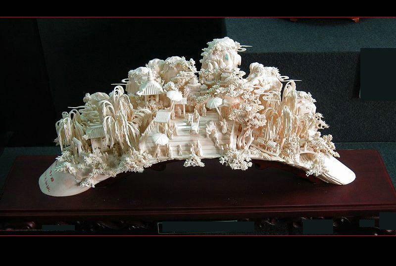 广州牙雕著名作品,极品传神古朴牙雕