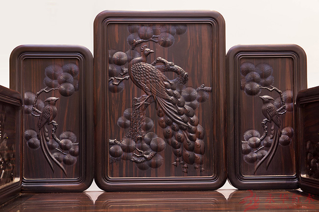 红木沙发经典檀雕图案,木韵乌金木沙发