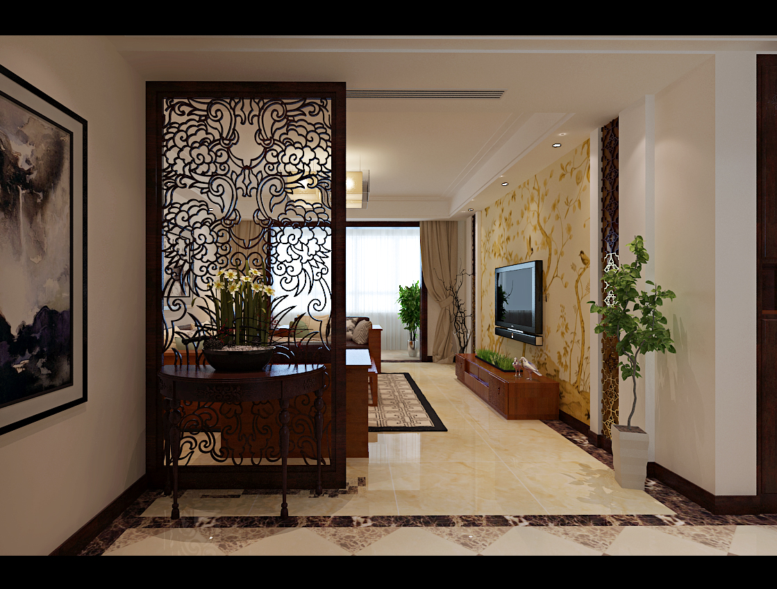 济南涵玉翠岭装修,涵玉翠岭二居室效果图