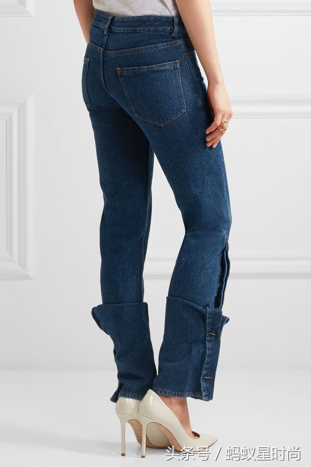 深秋款浅色微喇牛仔裤,早秋新款三角边牛仔裤