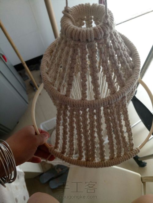 镂空花灯罩编织视频,手工编织棉线灯罩教程