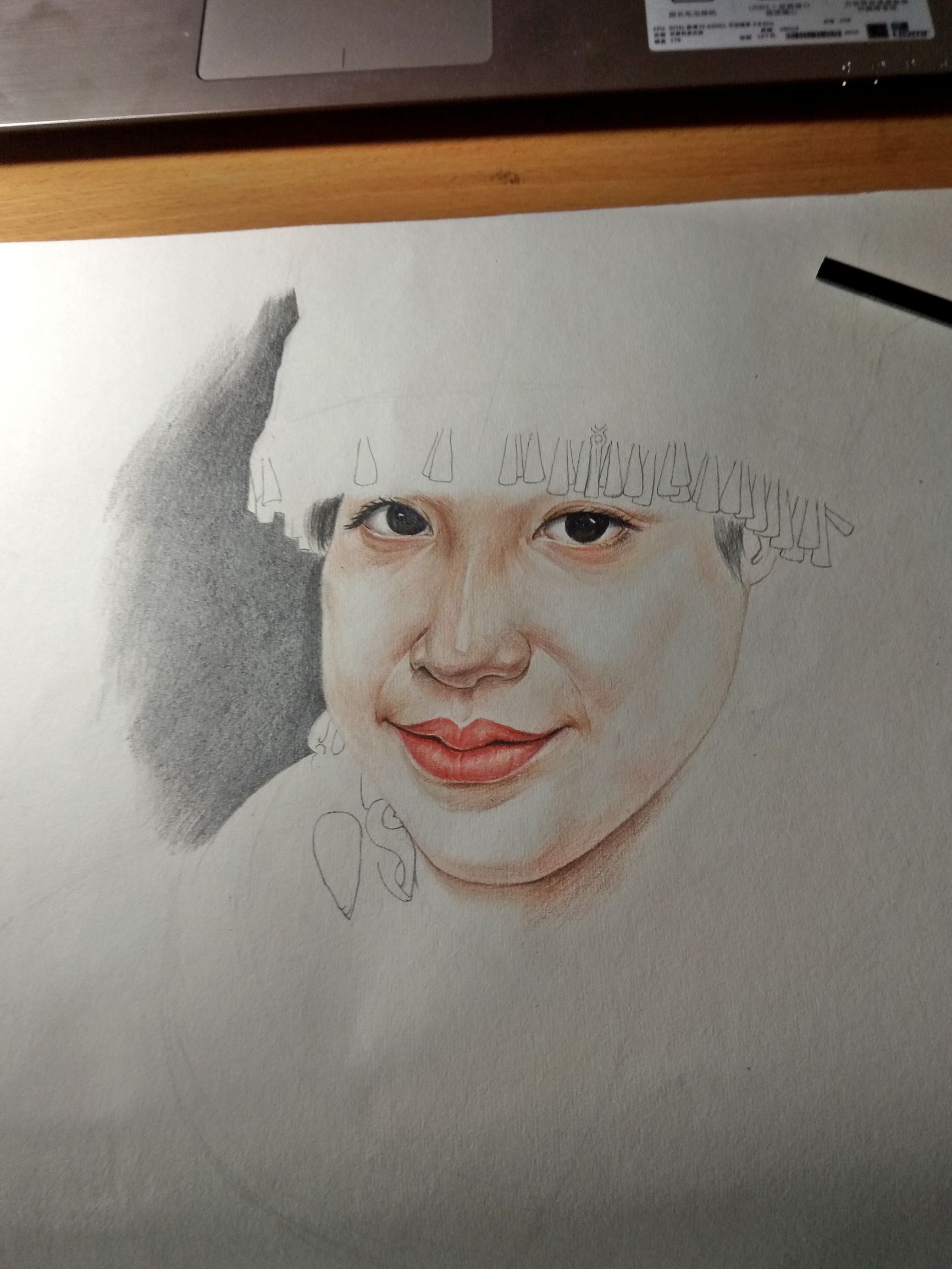 马克笔画苗族少女,苗族姑娘彩铅画