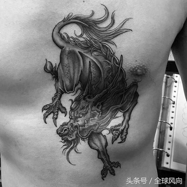 麒麟上云纹身图片大全,麒麟的纹身图案大全