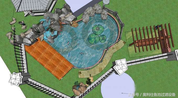 小型庭院鱼池假山设计,庭院锦鲤鱼池过滤改造