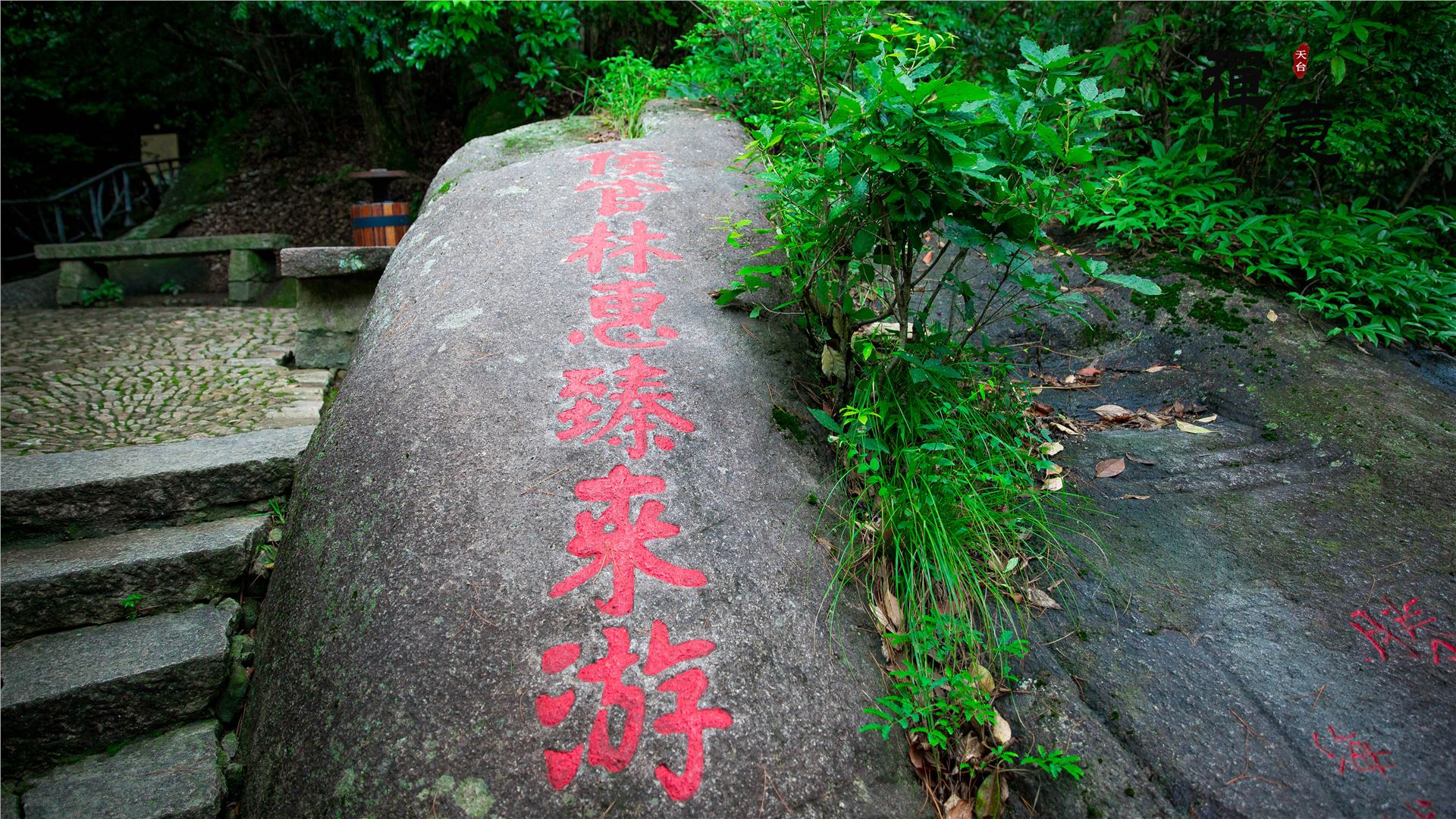 石梁飞瀑高清图,天台山国清寺石梁飞瀑一日游