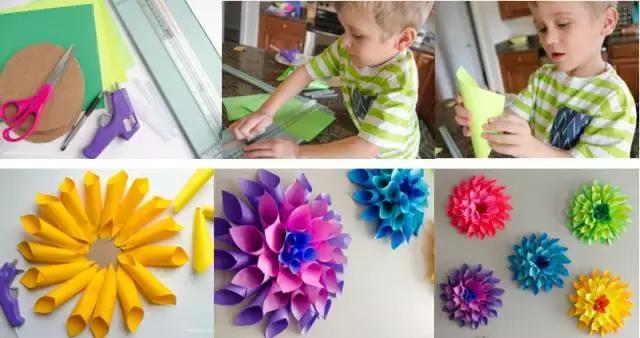 幼儿园手工卡纸花,幼儿园卡纸手工花教程