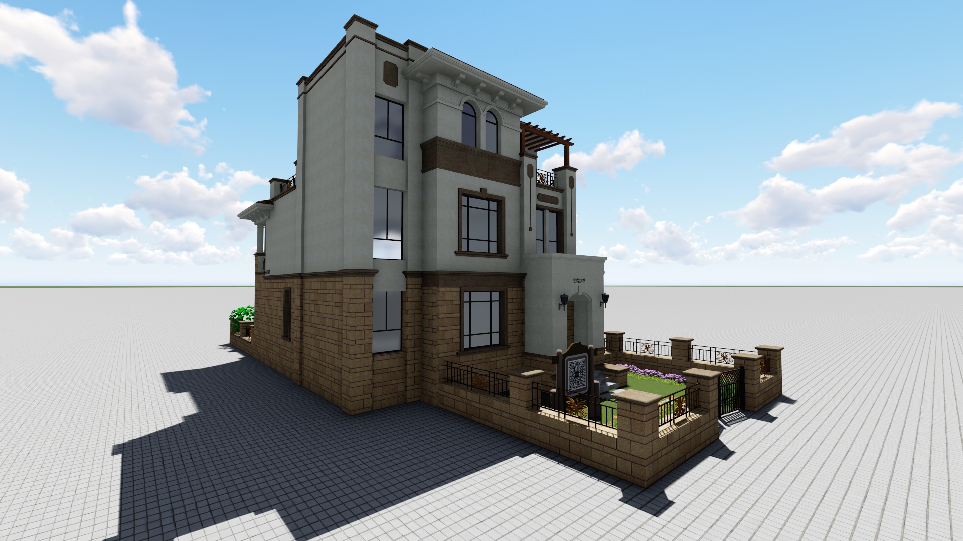 长方形农村两层自建房四合院,农村长方形地块自建房