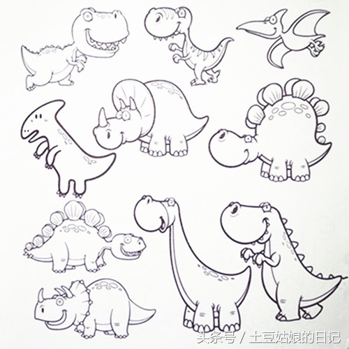 土豆姑娘的日记027-简笔画之森林里的动物朋友们3(蜗牛恐龙)