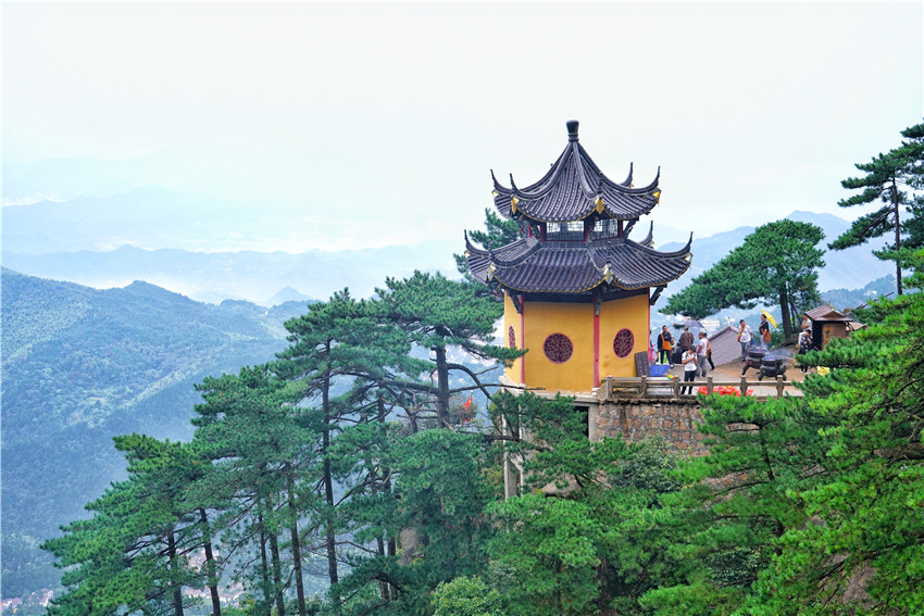 九华山天台景区航拍,九华山天台明月
