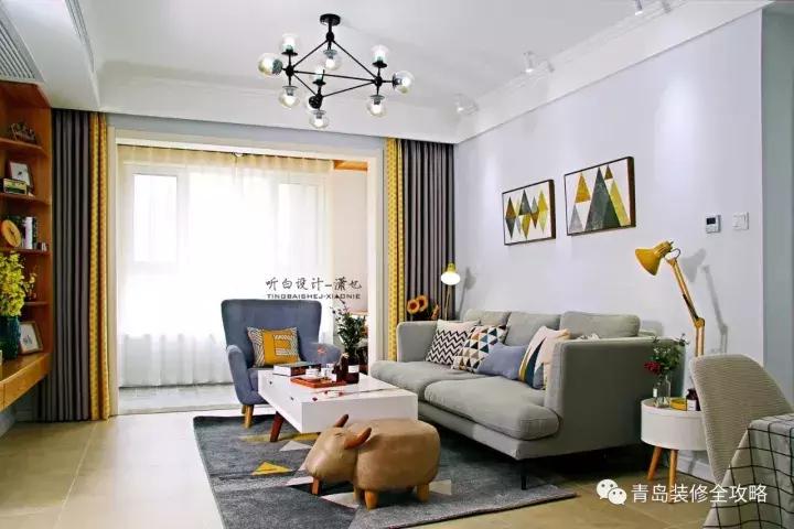 北欧风小户型三室一厅75平方米,唐岛one116平