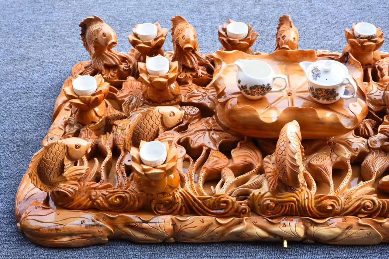 这才是真正的高端茶具,崖柏茶盘文玩