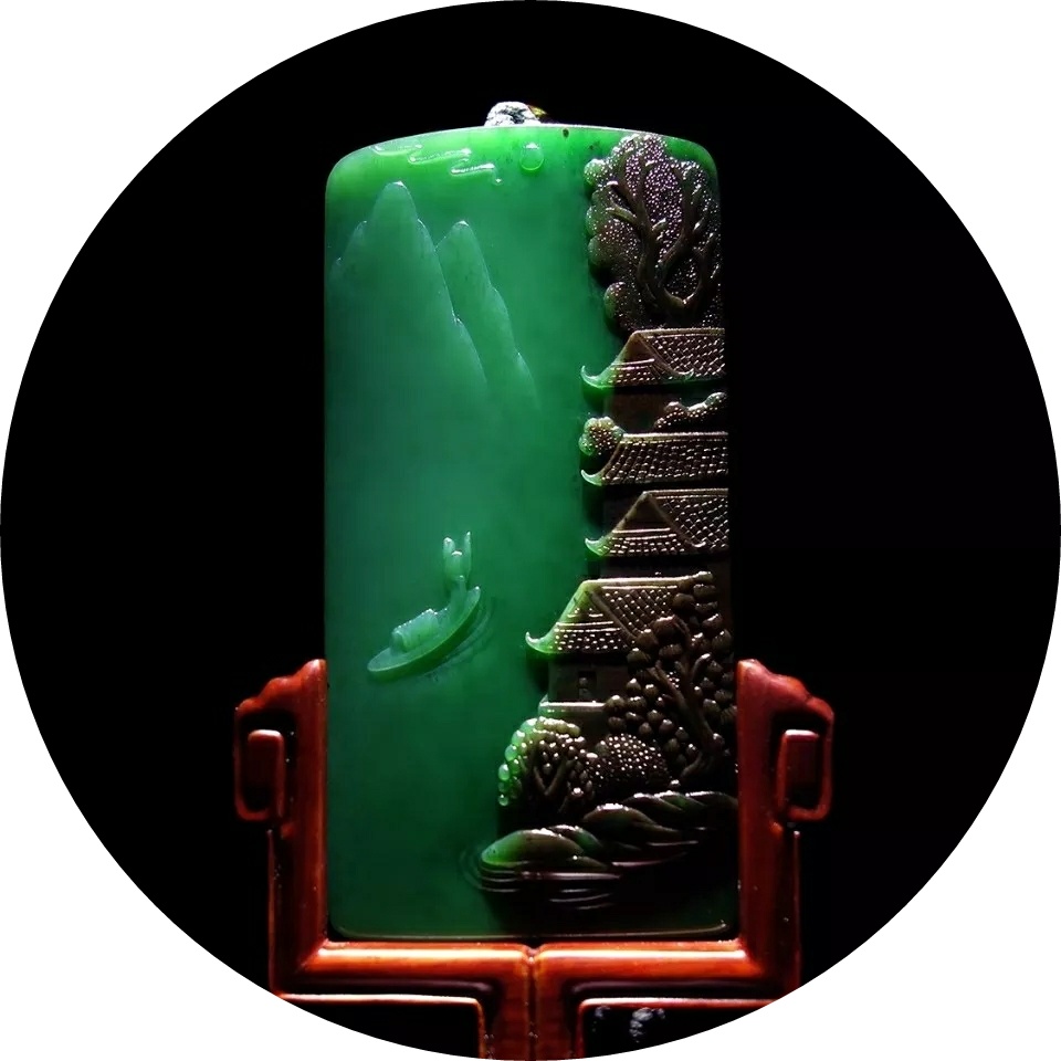 小精品玉雕 (玉雕碧玉仕女)