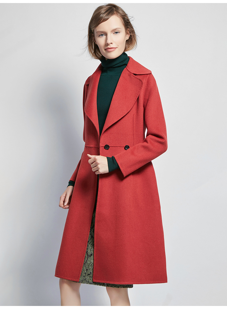 过年必备的一件红色羊绒大衣,红色加绒厚版呢子大衣