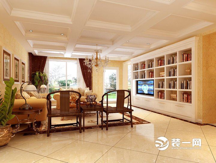 客厅高颜值书架欧式,客厅转角书架高颜值