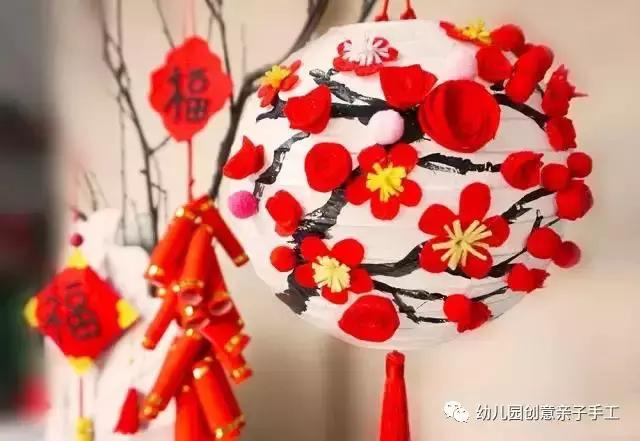 幼儿园元旦手工制作：鞭炮灯笼卡纸舞龙等，8个教程“年味”十足