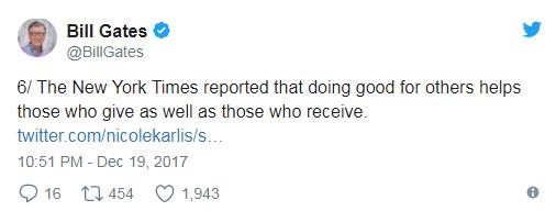 比尔盖茨在Twitter上分享2017年让他感动的几件事
