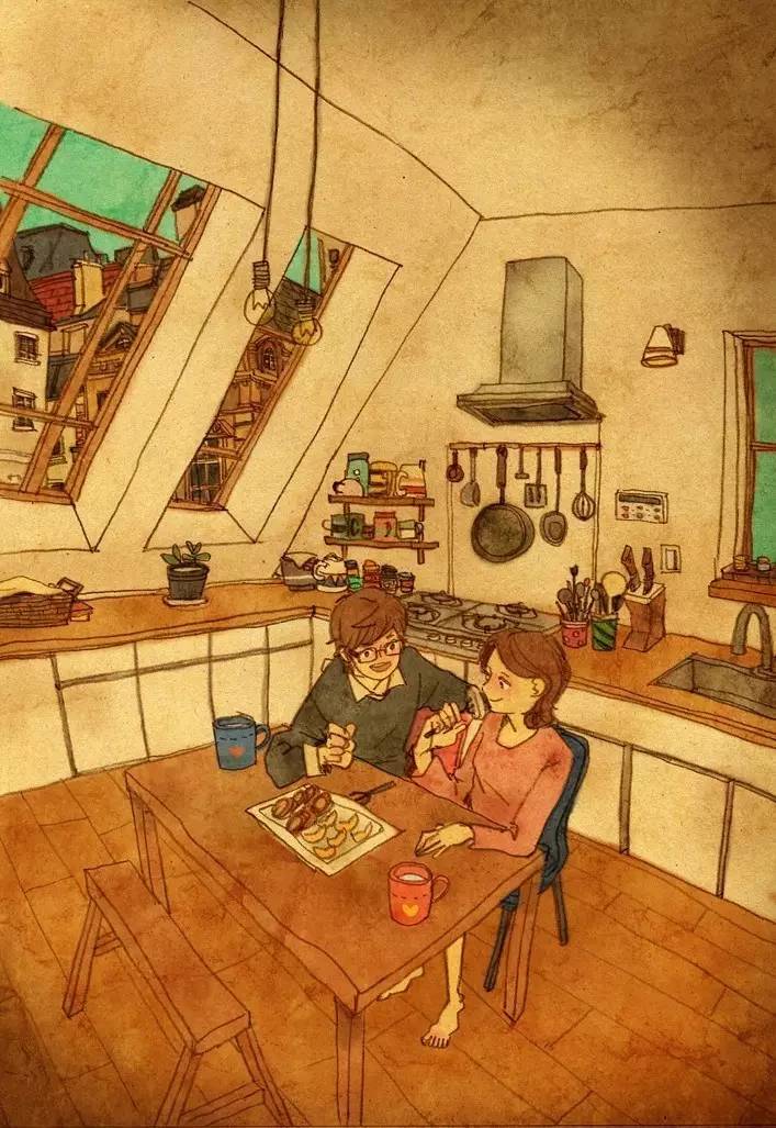 见过这样秀恩爱的吗？韩国艺术家温馨插画