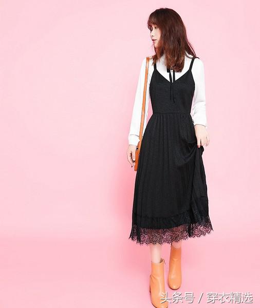适合秋冬的绝美连衣裙,连衣裙百褶拼接