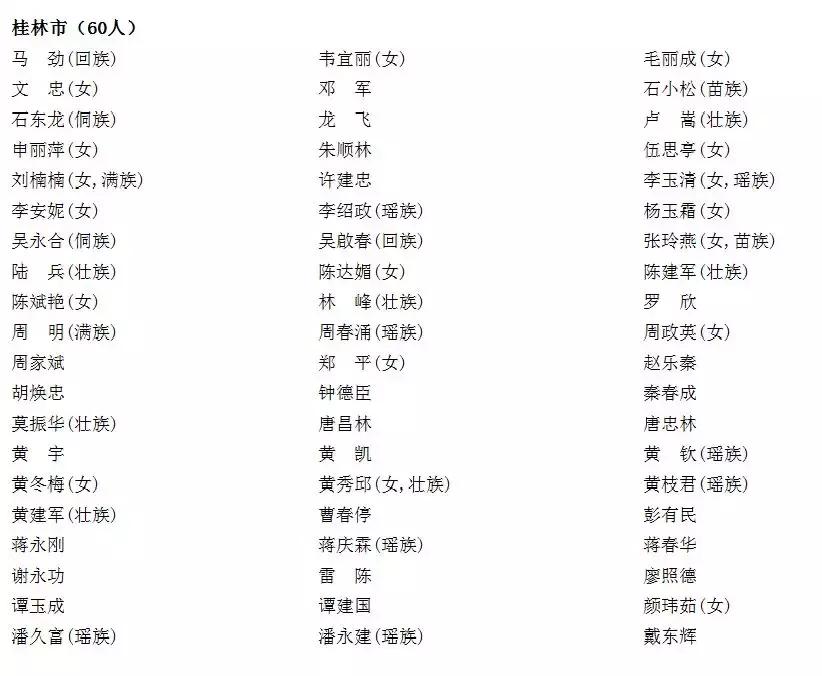 广西新一届全国人大代表完整名单,广西审计厅人事任免人员调任公示