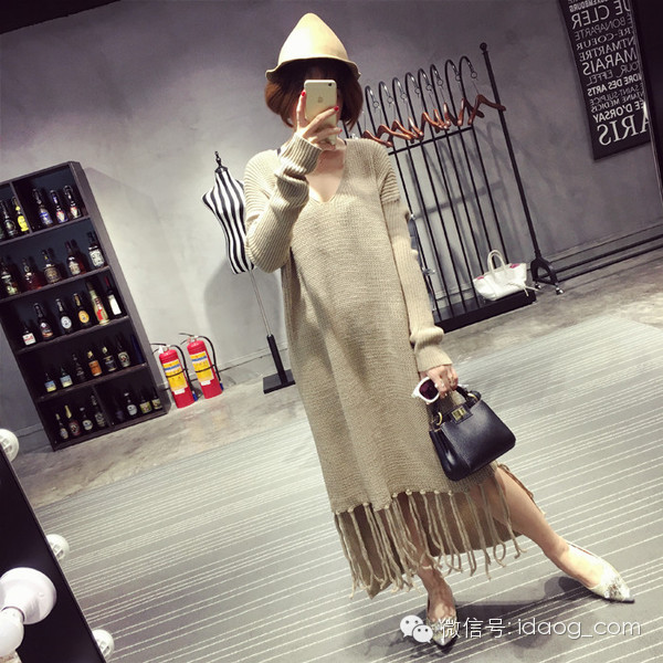 毛衣超级长,毛衣长高级感