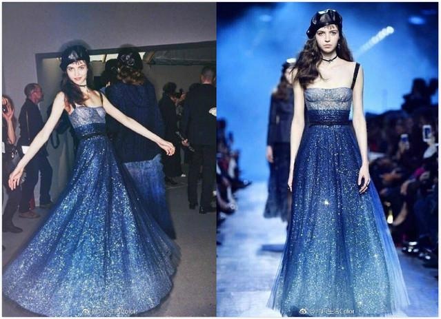 穿Dior星空裙的模特比ab还美!神似王思聪前女友,就是嘴巴怪怪的