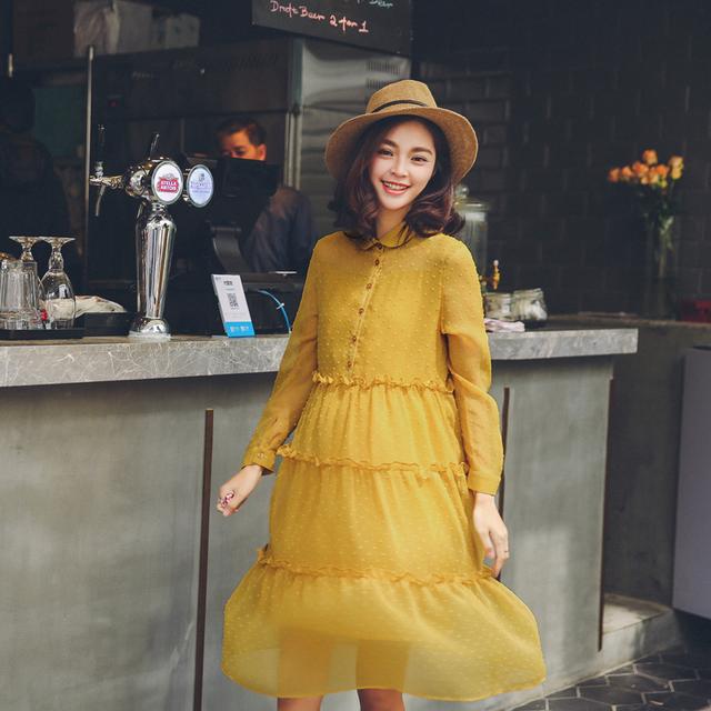 雪纺连衣裙长袖小个子高级感,软妹裙子可爱