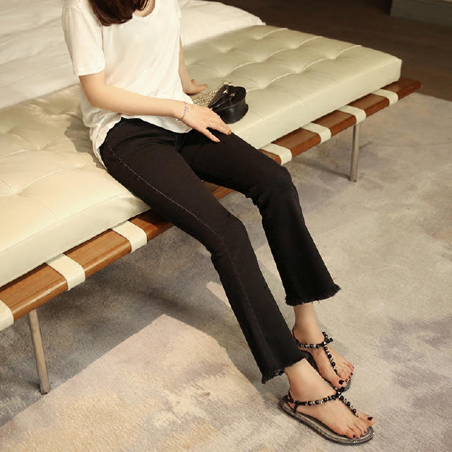 喇叭牛仔裤复古点白,喇叭牛仔裤怀旧复古