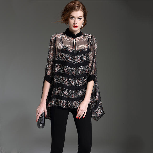 职场雪纺衫搭配半身裙,职场中袖雪纺衫洋气时尚薄款