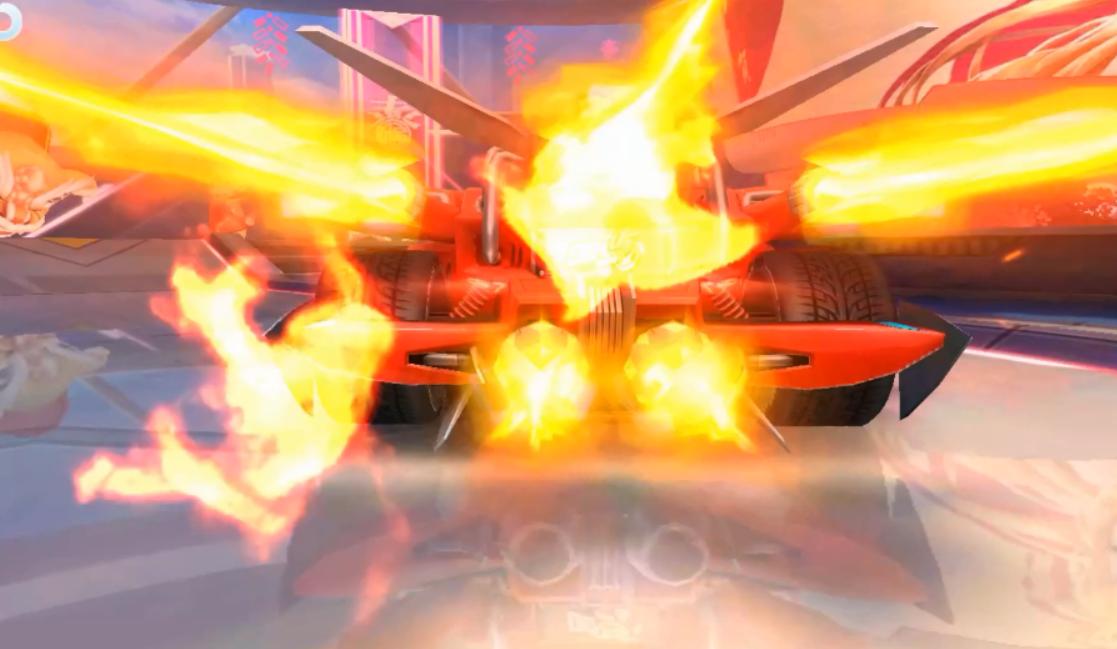 QQ飞车手游隐藏A车帝王造型还是不错5个喷口黄色火焰很酷炫