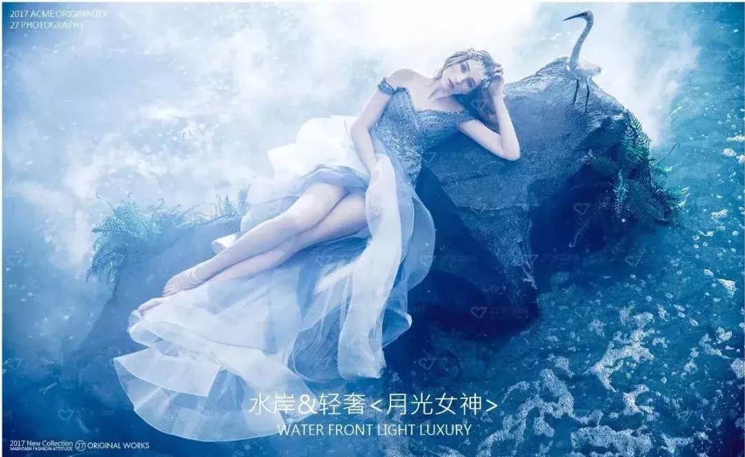 梦幻星空室内风格婚纱照,江边星空夜景婚纱照推荐