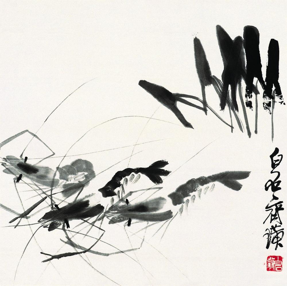 齐白石画虾的6只虾,画虾齐白石虾的画法步骤