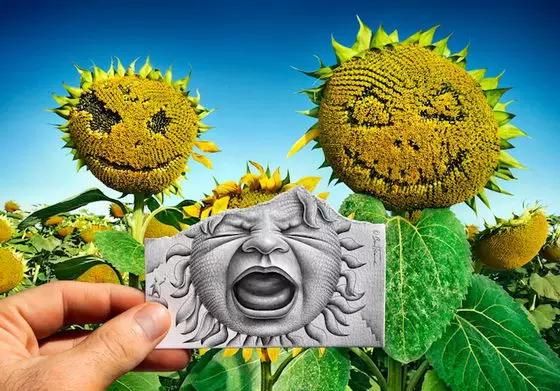 100幅好看创意素描,素描九宫格创意作品