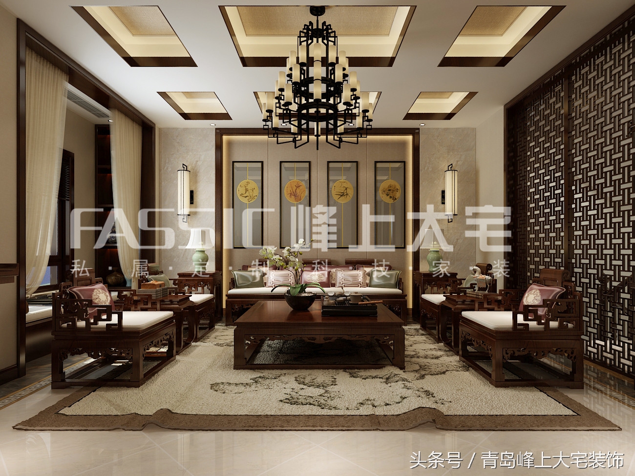 青岛百福山庄400平丨把新中式演绎的淋漓尽致。大气