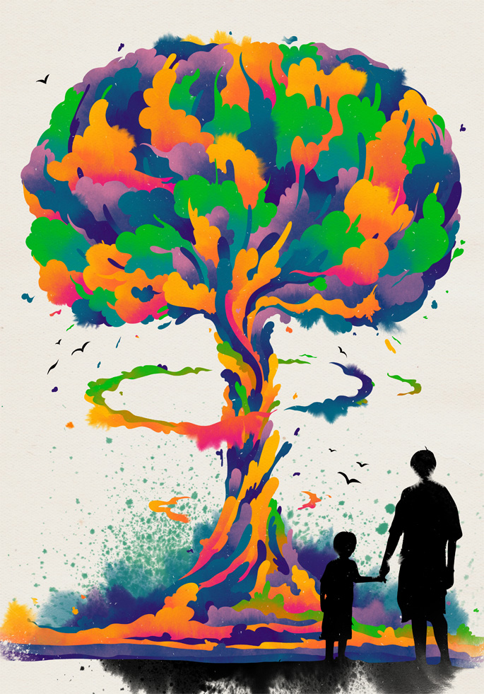 一位年轻艺术家的肖像,一位大师的插画