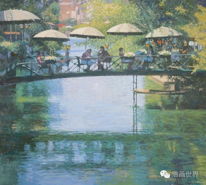 禅意山水意境油画,浓郁诗意的风景油画