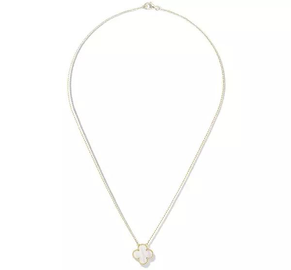 vca四叶草带钻项链系列,vca梵克雅宝四叶草项链