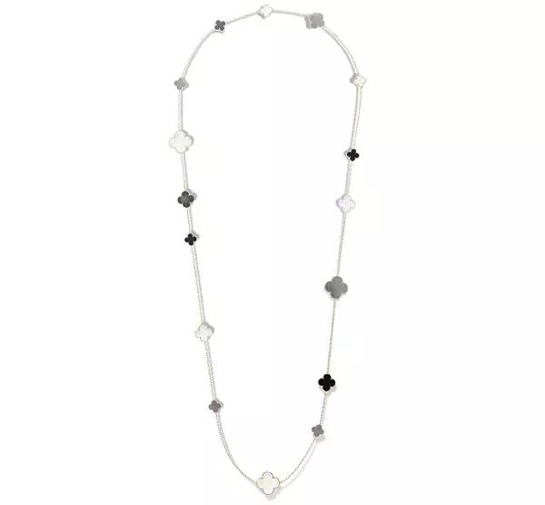 vca四叶草带钻项链系列,vca梵克雅宝四叶草项链